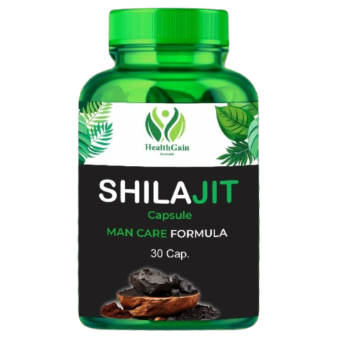HealthGain Ayurveda Shilajit Capsules – Man Care Formula for Strength, Stamina & Vitality (30 Capsules)